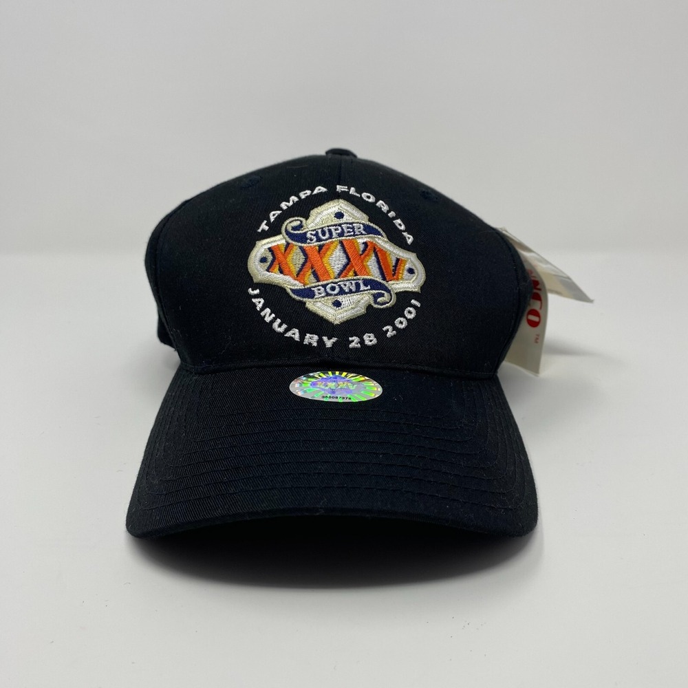 Super Bowl XXXV Tampa VTG Black Logo Athletic Cintas Snap Back Hat New with Tags